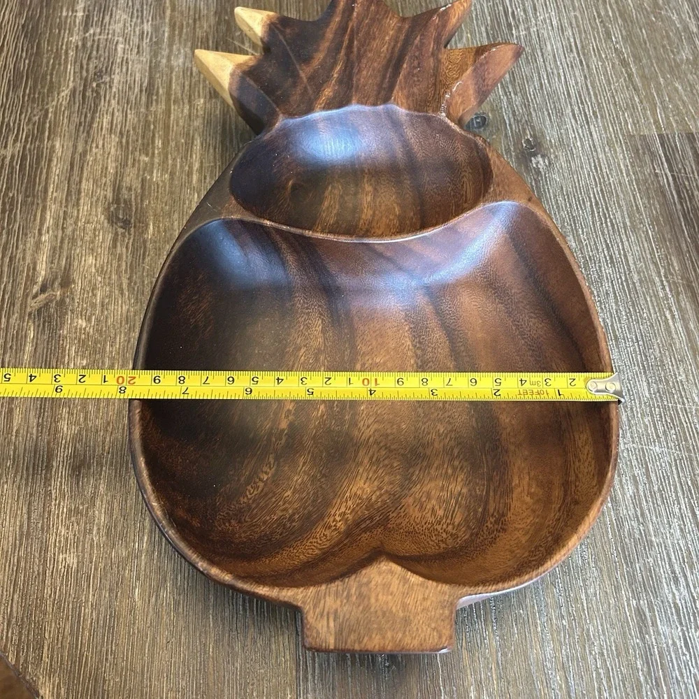 Vintage Kamani Wood Pineapple Divided Serving Tray Philippines 15